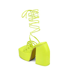 Lace Up Block Heel Platform Sandals