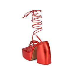 Lace Up Block Heel Platform Sandals