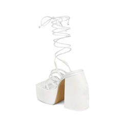 Lace Up Block Heel Platform Sandals
