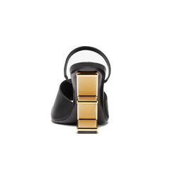 Leather Sculptured Heel Sandals