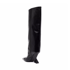 Sculptured Heel Knee High Boots