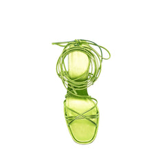 Lace Up Leather High Heel Platform Sandals