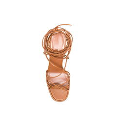 Lace Up Leather High Heel Platform Sandals