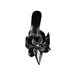 Bow Mid Heel Mules Sandals