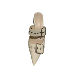 Buckled Block Heel Mules Sandals