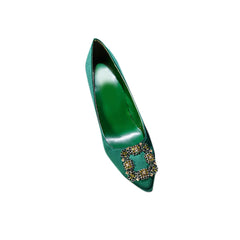 Diamante Embellished Satin Mid Heel Pumps - 6cm