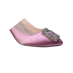 Diamante Embellished Satin Mid Heel Pumps - 8cm