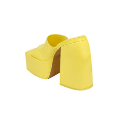 Block Heel Platform Mules Sandals