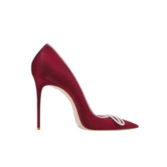 Diamante Bow Mid Heel Pumps - 8cm