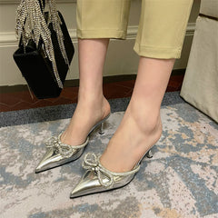 Diamante Bow Mules Sandals