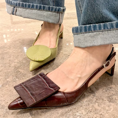 Asymmetric Kitten Heel Sandals