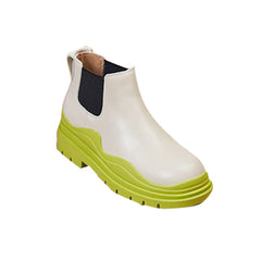 Tri-Color Leather Ankle Boots