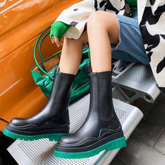 Basic Bi-Color Leather Ankle Boots