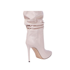 Stiletto Heel Leather Slouchy Ankle Boots