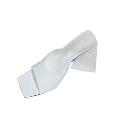 Block Heel Patent Leather Mules Sandals