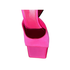 Block Heel Satin Mules Sandals