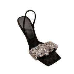 Diamante Mid Heel Sandals - 7cm
