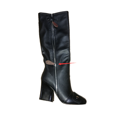 Zip Leather Knee High Boots