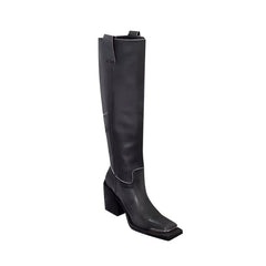 Metal Plated Knee High Boots
