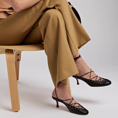 Lace Up Kitten Heel Sandals