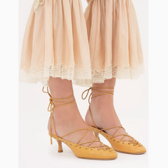 Lace Up Kitten Heel Sandals