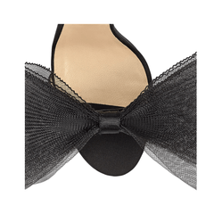 Asymmetric Bow Embellished Satin High Heel Sandals