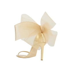 Asymmetric Bow Embellished Patent Leather Mid Heel