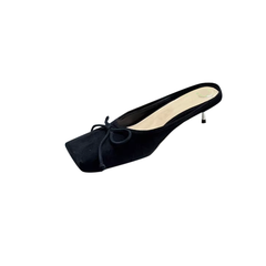 Bow Mid Heel Mules Pumps - 4.5cm