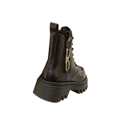 Lace Up Leather Platform Ankle Boots