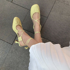 Lace Up Mid Heel Sandals