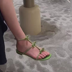 Diamante Bow Flat Sandals