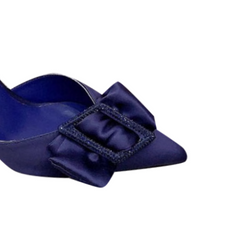 Diamante Bow Mid Heel Sandals