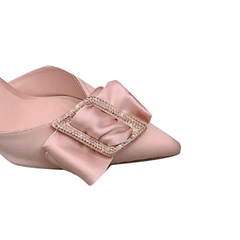 Diamante Bow Mid Heel Sandals