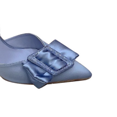 Diamante Bow Mid Heel Sandals