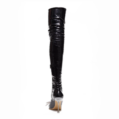 Diamante Bow Over The Knee Boots