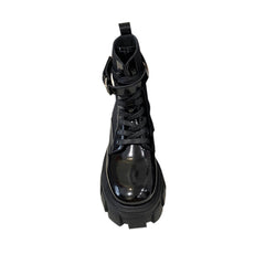 Lace Up Buckled Biker Ankle Boots