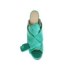 Knotted Stiletto Heel Satin Mules Sandals