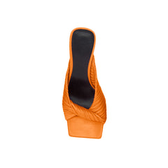 Fold Detailed Leather Mid Heel Mules Sandals - 6cm