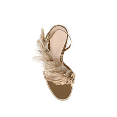 Feather And Damante Mid Heel Sandals - 7.5cm