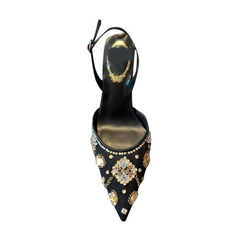 Diamante Mesh High Heel Pumps