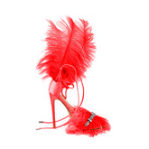 Diamante Feather High Heel Sandals