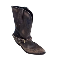 Distressed Western Cowboy Ankle Boots