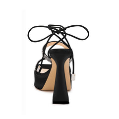 Diamante Lace Up Platform Sandals