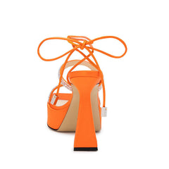 Diamante Lace Up Platform Sandals