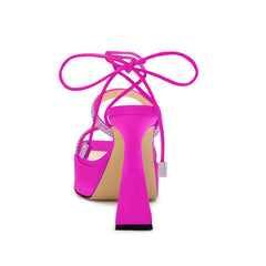 Diamante Lace Up Platform Sandals