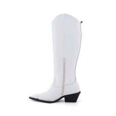 Metal Plated Knee High Western Cowboy Boots