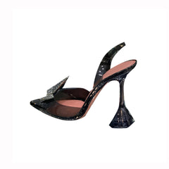 Diamante Butterfly PVC High Heel Sandals - 9cm