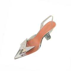 Diamante Butterfly PVC High Heel Sandals - 9cm