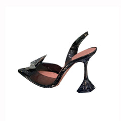 Diamante Butterfly PVC Mid Heel Sandals - 7cm