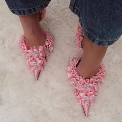 Diamante Ruffled High Heel Sandals